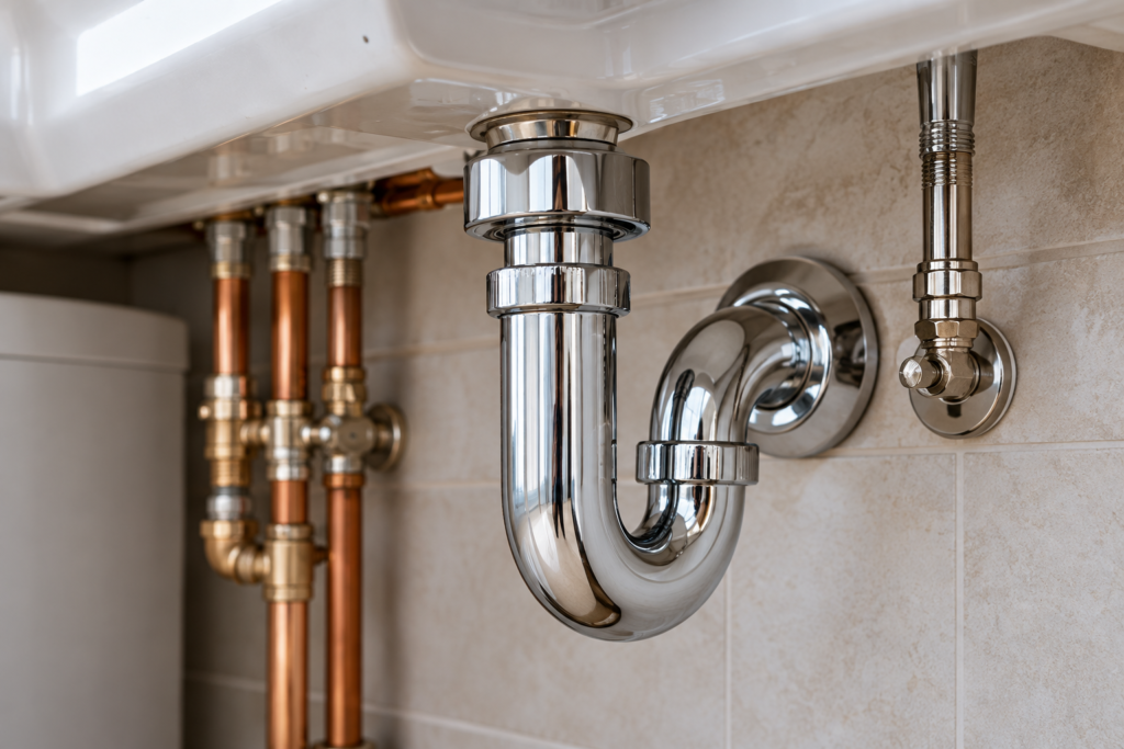 Plomberie sous un lavabo